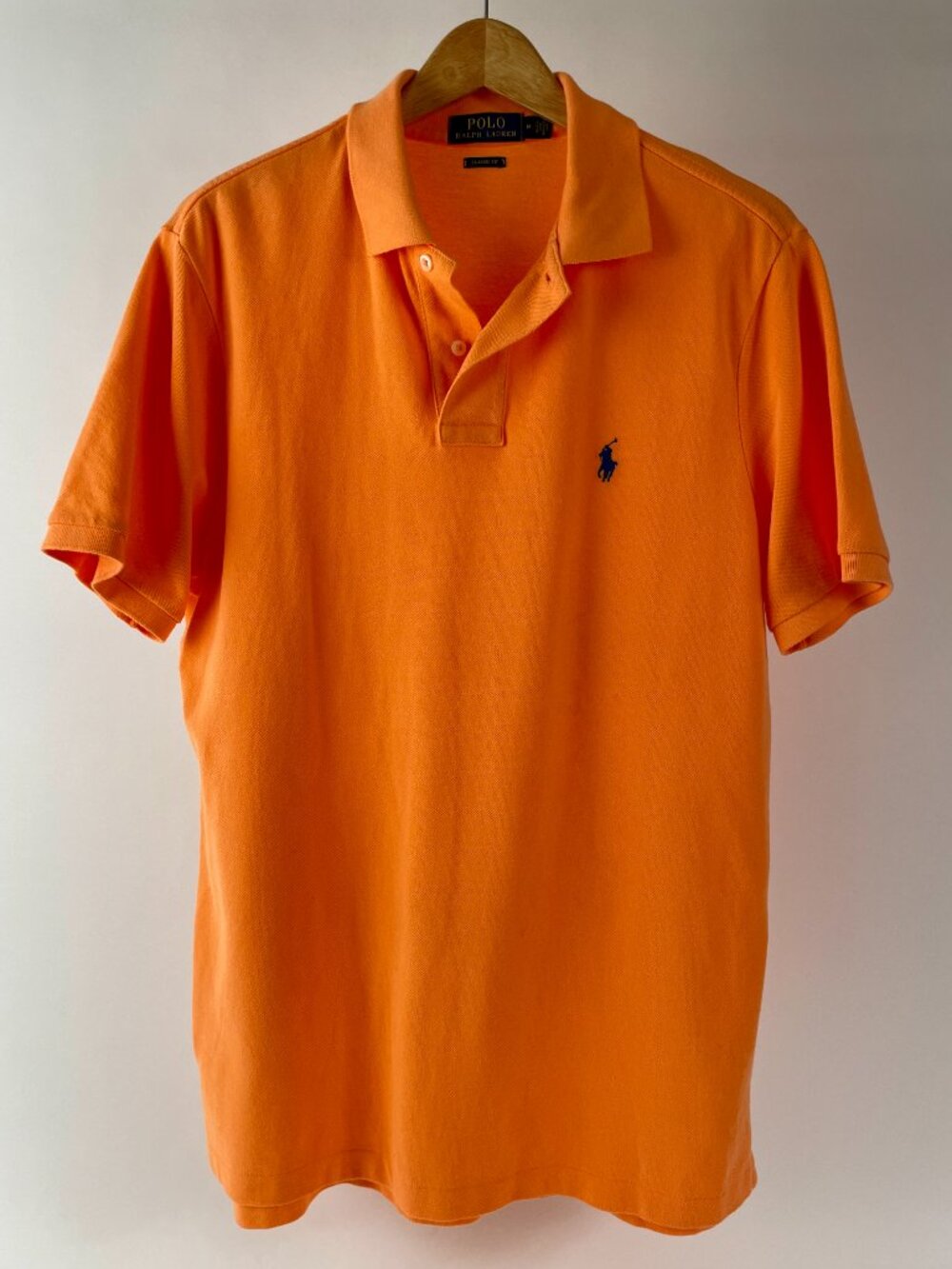 Ralph Lauren Polo Short Sleeve Cotton Pique Tee Shirt, Classic Fit, Orange, M